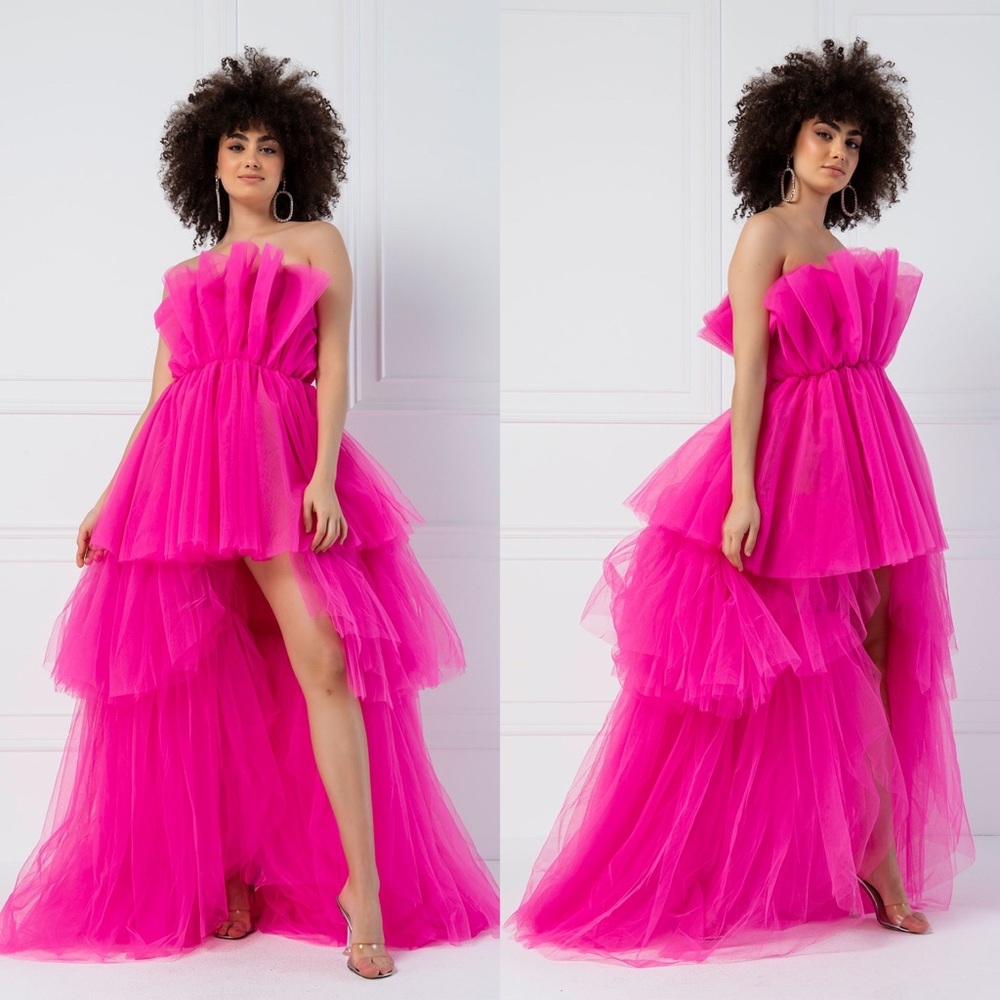 Elegant Pink High Low Dress
